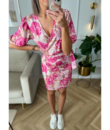 Dress With Pink Beige Flowers