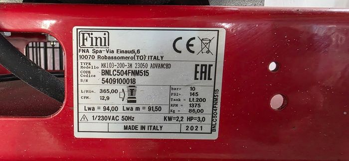 Fini Advanced compressor 200ltr 3hp
