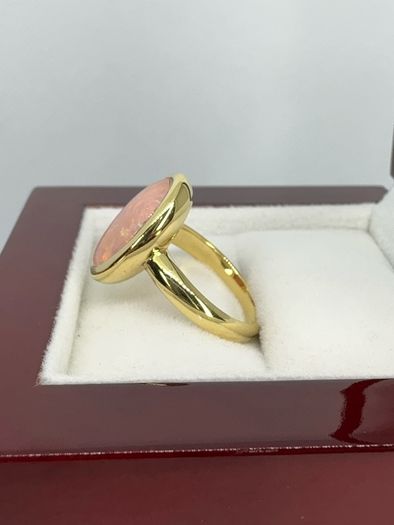 Opal Stunning Terra Opalis Gold Plated Silver Ring Padparadscha Glow