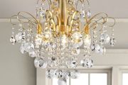 Crystal Chandelier Flushmount Ceiling Light Modern Lighting Fixture for Bedroom Hallway Bar Kitchen Bathroom, H 45 x W 50, E14 Base, Gold