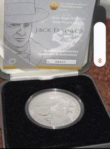 75X Jack B Yeats 10 Euro Silver Proof Coin 2012 From The Irish Central Bank Silver 1oz or 1 standard ounce coin.