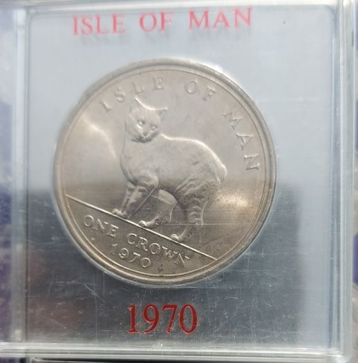 1970  Isle of Man " Manx Cat"  coin