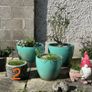 Small Grey Earthenware Flower Pot with Stone Design- 3 available Image 2