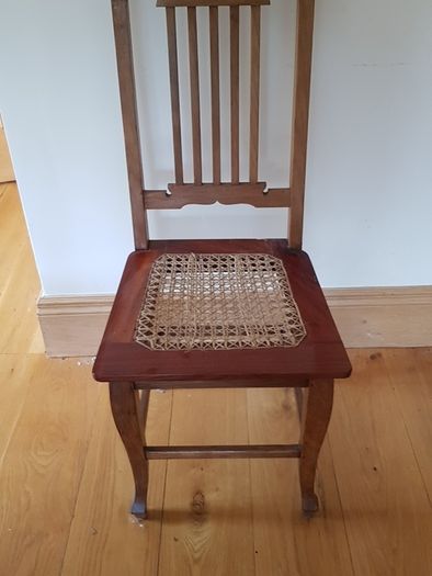 Antique Vintage Chair with Rattan Woven Seat Pad