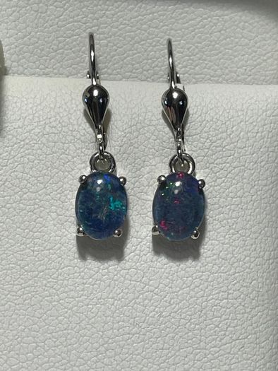 Sterling silver 925  Boulder Opal Triplet Earrings in Platinum Plated Sterling Silver