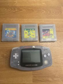 Perfect Xmas Gift Nintendo Gameboy Advance AGB-001 Black Clear with Super Mario Land 2: 6 Golden Coins, Yoshi and Bomberman GB