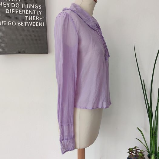 Antique vintage 1920s 1930s sheer cotton gauze hand embroidered folk boho blouse S bohemian rare