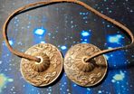 Tibetan Tingsha Bells Cymbals Dragons 5.5cm Leather Cord Use For Prosperity & Meditation
