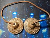 Tibetan Tingsha Bells Cymbals Dragons 5.5cm Leather Cord Use For Prosperity & Meditation