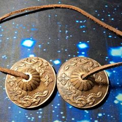 Tibetan Tingsha Bells Cymbals Dragons 5.5cm Leather Cord Use For Prosperity & Meditation