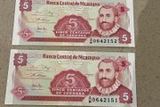 Nicaragua 1991 Uncirculated Centavos Banknotes Consecutive Numbers