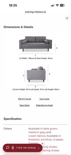 COOPER Grey Fabric 2 Seater Sofa x 2
