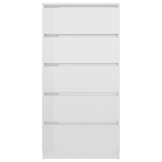 Drawer Sideboard High Gloss White 60x35x121 cm Chipboard