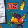 Funky Vintage Retro, Kitchen Kitsch, Caravan-Chic Cotton Calendar Tea Towel, for 1975, Perfect for Use or Vintage Craft Projects Image 2