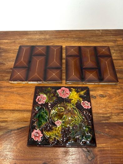 3 Old Decorative Ceramic Tiles