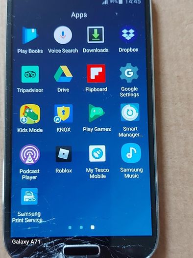 Samsung Galaxy S4, 16GB, Screen damaged near Bottom, but does not affect the touchscreen