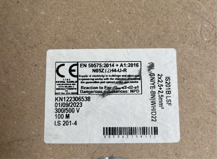 Low Smoke Cable 3 x 2.5mm 100m Roll