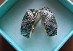 10K  gold earrings with diamonds and tsavorites