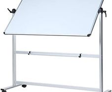 Double-Sided Magnetic Revolving Mobile Whiteboard, Aluminium Frame & Stand,W110xH75 cm