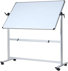 Double-Sided Magnetic Revolving Mobile Whiteboard, Aluminium Frame & Stand,W110xH75 cm