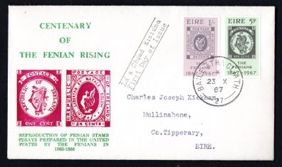 1967 Ireland Fenian Rising Commemorative Stamps Illustrated First Day Cover (FDC) with Baile Atha Cliath (Dublin) cancel