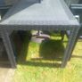 rattan effect garden table and chair and parasol Image 3