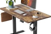 Electric Standing Desk 100 X 60 cm Heigh Adjustable Standing desk, Ergonomic Home Office Desk for sit stand Table with Splice Board &amp; Rustic Wood Grain Surface