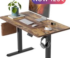 Electric Standing Desk 100 X 60 cm Heigh Adjustable Standing desk, Ergonomic Home Office Desk for sit stand Table with Splice Board & Rustic Wood Grain Surface