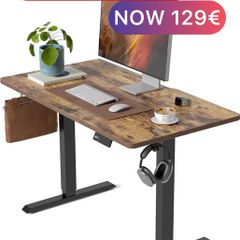 Electric Standing Desk 100 X 60 cm Heigh Adjustable Standing desk, Ergonomic Home Office Desk for sit stand Table with Splice Board & Rustic Wood Grain Surface