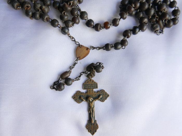 Antique  Rosary necklace pendant L-26"