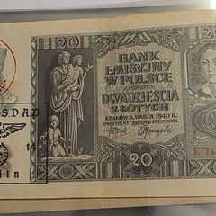 1940 poland 20 zlotych banknote