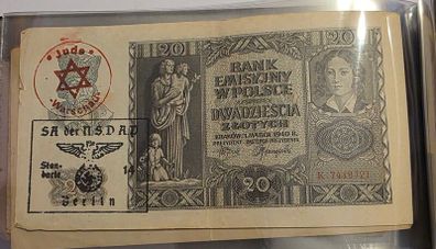 1940 poland 20 zlotych banknote