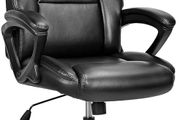 Executive Office Chair, High Back Ergonomic Chairs with Padded Cushion, Heavy Duty PU Leather Chairs Height Adjustable and Soft Armrest Reinforced Comfortable Business Work Desk Chair - Black
