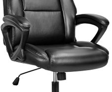 Executive Office Chair, High Back Ergonomic Chairs with Padded Cushion, Heavy Duty PU Leather Chairs Height Adjustable and Soft Armrest Reinforced Comfortable Business Work Desk Chair - Black