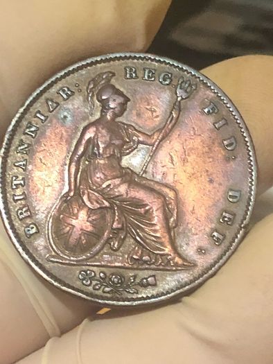 1846 Penny Victoria SCARCE DATE Nice Grade
