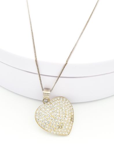 Vintage Cubic Zirconia Heart 925 Silver Necklace
