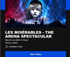 3 x tickets Les Miserables