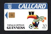 1994 Ireland 20 unit Guinness Toucan (Gemplus GEM1) Callcard Used. Notes important dates for World Cup'94. Telecom Eireann card number 1062