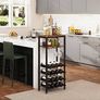 Wine Racks Freestanding Floor,Liquor Bottle Holder,16 Bottles Wine Cabinet with Glass Holder,Wine Holder Display,Mini Wine Bar Table for Living Room,Kitchen Pantry,Dining Room,Brown Image 8