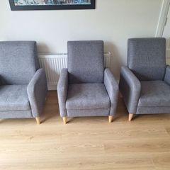 3 Grey Armchairs