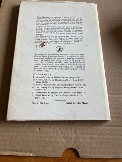 Tom Mac Intyre - Blood Relations. H/B. 1972. Ltd 500 Copies Only. Zozimus Books