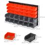 Wall Mounted Storage Bin Rack Tool Organizer with 30 Bins, Pegboard for Garage Workshops Red Image 3