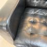 Black Leather Armchair and Matching Ottoman Footstool Image 6