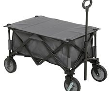 Garden Trolley, Cargo Traile on Wheels, Folding Collapsible Camping Trolley, Outdoor Utility Wagon, Dark Grey