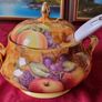 For Collectors Antique Kirsty Jane Orchard Gold Fine Bone China Hand Painted And Decorated Signed By Artist D. Hogue Large Two Handled Soup Tureen With Lid And Ladle Slot Made In England Image 4