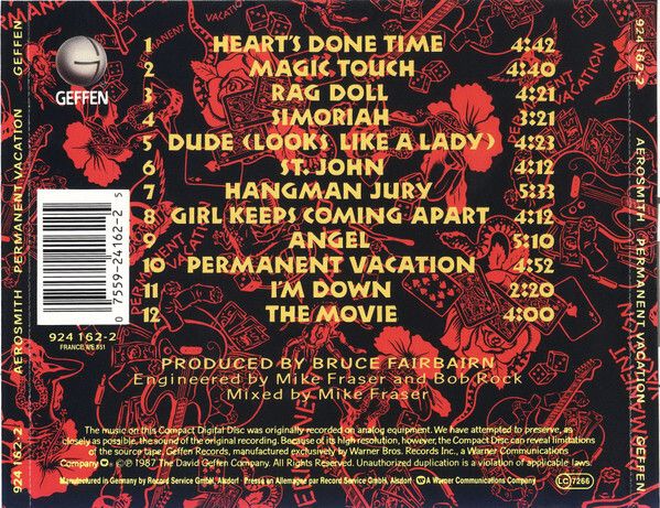 Aerosmith "Permanent Vacation" CD Album