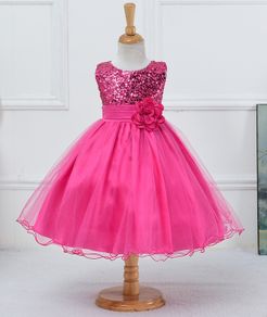 New Girls Sequinned Dress Flower Sash Sleeveless Formal Party Wedding Bridesmaid Sz 4-5yrs