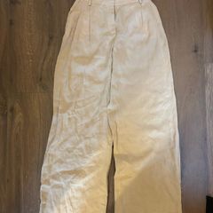 Zara linen blend wide leg trousers with darts size S