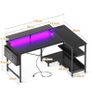 L Shaped Gaming Desk with LED Lights, 120 x 80 cm Computer Desk with Power Outlet Image 9