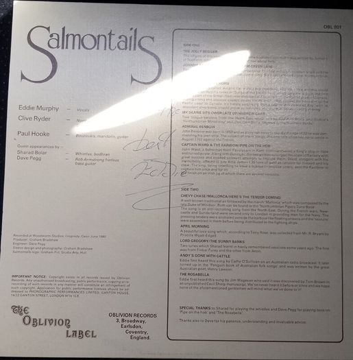 Salmontails - Salmontails Vinyl LP (1980) Only UK Pressing Folk SIGNED